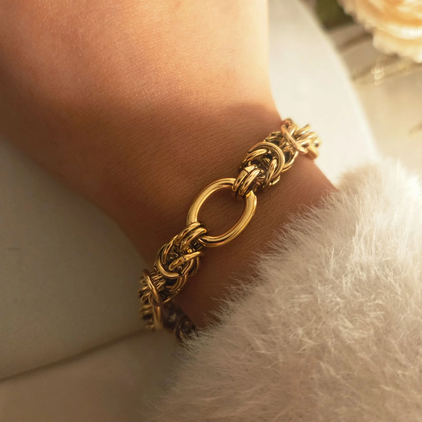 Bracelet Chaîne Doré Acier Inoxydable Femme, Bracelet Maillons Tendance, Bracelet Ajustable Élégant, Bijou Minimaliste, Cadeau Femme